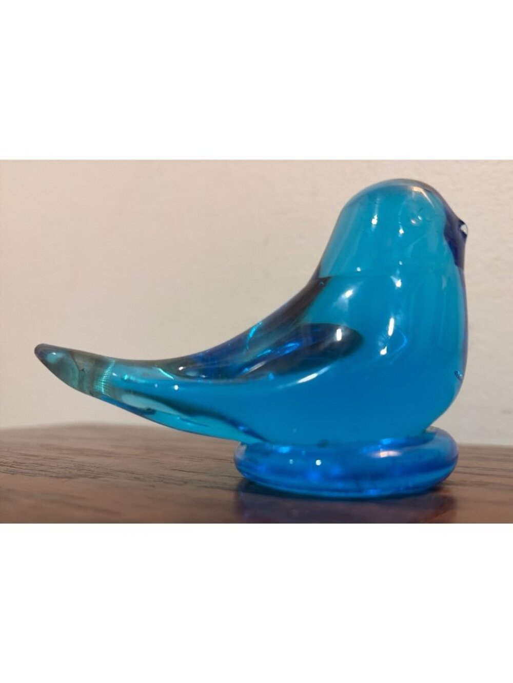 VTG Signed Leo Ward Bluebird Of Happiness Glass Figurine Dated 1980s 2.5" Tall